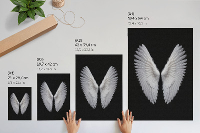 Decorative poster Symmetrical white wings on a black background