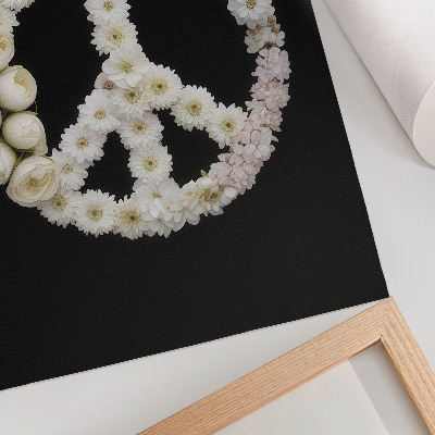 Poster Flowers in the shape of a peace symbol on a black background