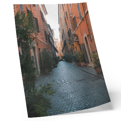 Art print A charming street with plant pots and warm colors