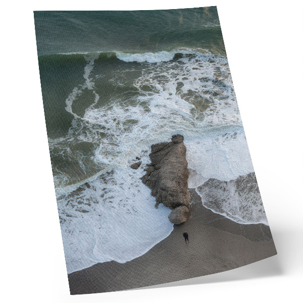 Decorative poster Rocky coast, ocean waves, green water