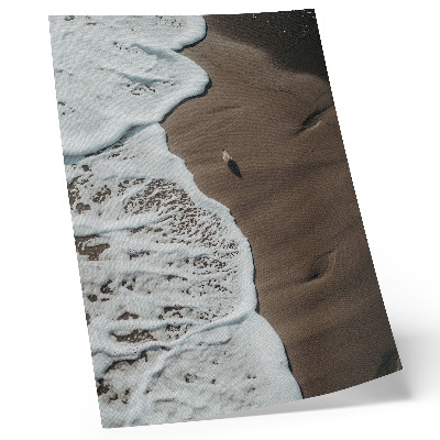 Poster Relaxing beach sand seagull waves