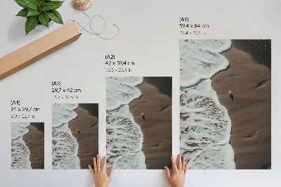 Poster Relaxing beach sand seagull waves