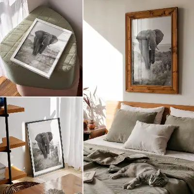 Elephant wall art large elephant against a natural background