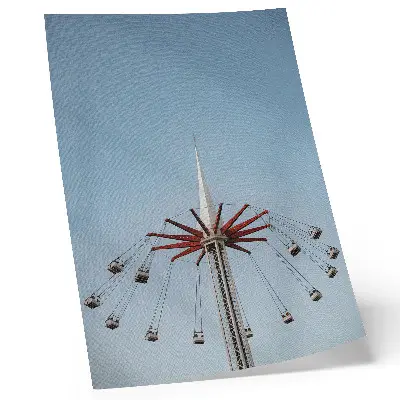 Art print featuring a carousel tower with dynamic movement in a minimalist style