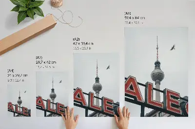 Art print tv tower in red neon and gray