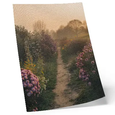 Premium wall art charming garden path with flowers in the morning fog