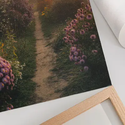 Premium wall art charming garden path with flowers in the morning fog