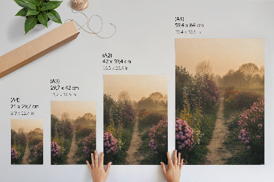 Premium wall art Charming garden path flowers morning fog