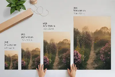 Premium wall art charming garden path with flowers in the morning fog
