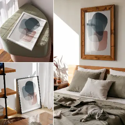 Premium wall art interpenetrating shapes with a minimalist and elegant design