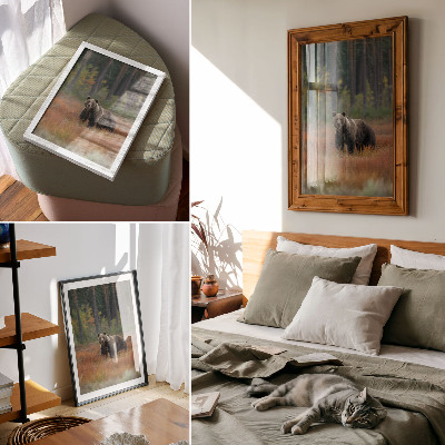 Decorative poster Bear in the autumn forest naturalness and peace