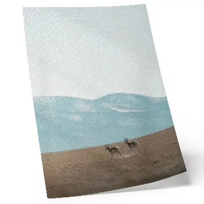 Premium wall art antelopes against a peaceful mountain backdrop