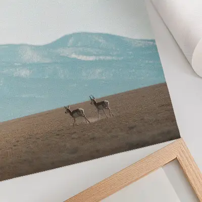 Premium wall art antelopes against a peaceful mountain backdrop