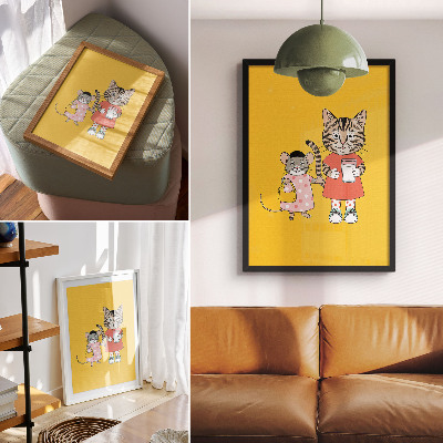 Decorative poster Cat and Mouse Color Set and Fairytale Characters