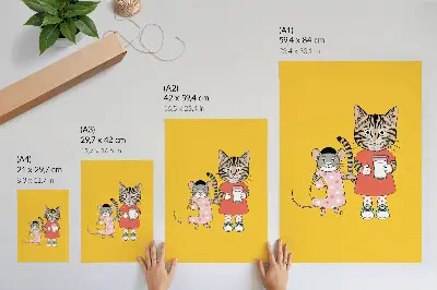 Cat and Mouse fairytale character decorative poster color set
