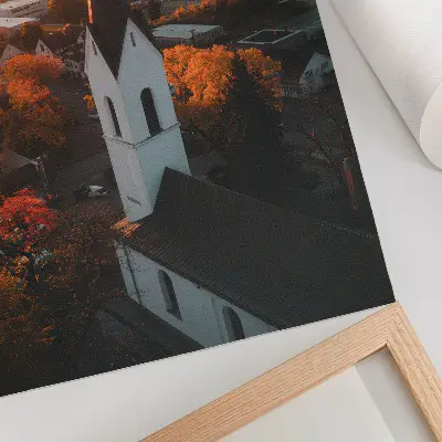 Decorative poster autumn city sunset harmony