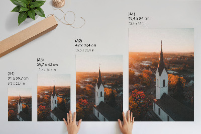 Decorative poster Autumn climate city sunset harmony