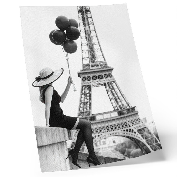 Art print Woman with balloons tower elegance