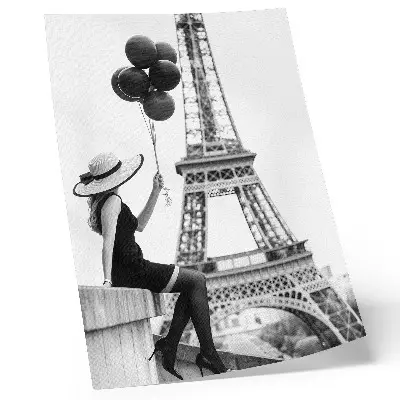 Art print woman with balloons in a tower elegance style