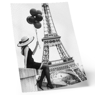 Art print Woman with balloons tower elegance