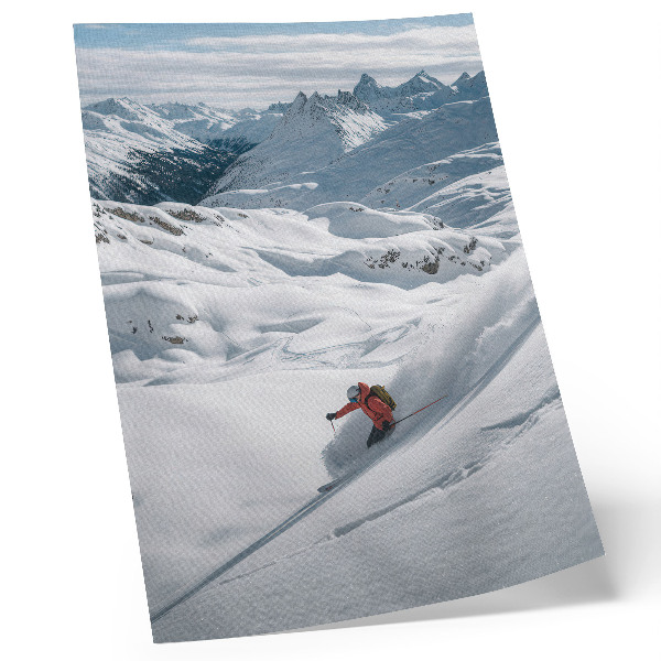Premium wall art Skier in action white mountains blue sky