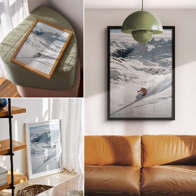 Premium wall art Skier in action white mountains blue sky