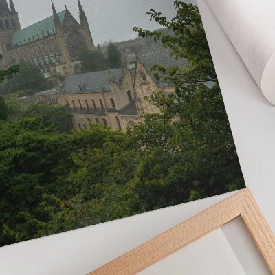 Decorative poster A Gothic cathedral among the green trees