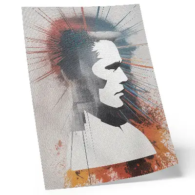 Art print featuring a modern face profile with dynamic lines