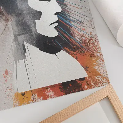 Art print featuring a modern face profile with dynamic lines