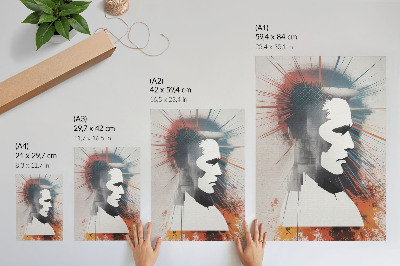 Art print Face profile, dynamic lines, modern