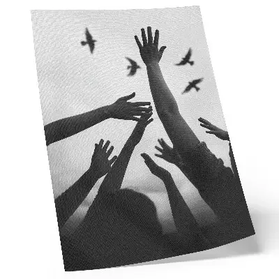 Minimalist Hands Up Wall Art premium style print