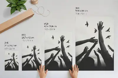 Minimalist Hands Up Wall Art premium style print