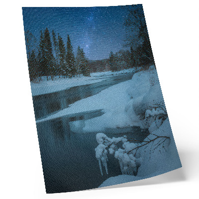 Premium wall art Winter landscape river trees stars