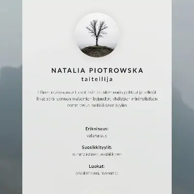 Decorative poster featuring a peaceful yellow house in the foggy mountains