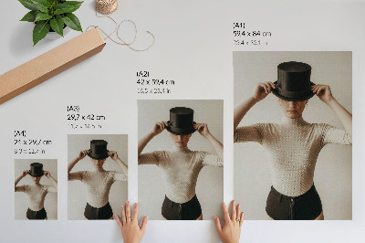 Decorative poster Retro elegance top hat subtlety minimalism