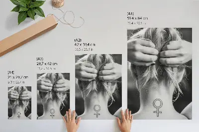 Art print featuring a minimalist black and white symbol of femininity