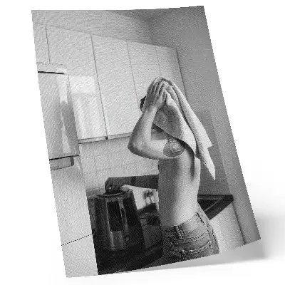 Poster black and white minimalist kitchen modern art