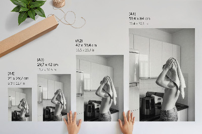 Poster Black and white modern kitchen minimalism