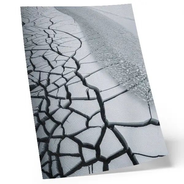Art print icy crack lines with harmonic winter beauty
