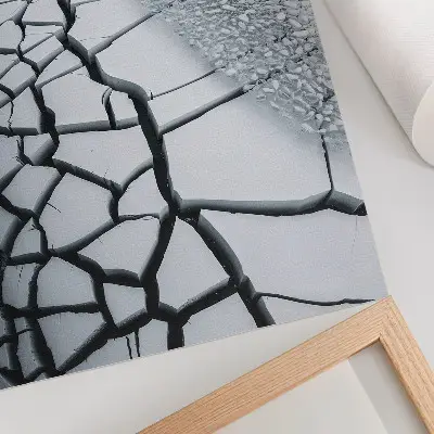 Art print icy crack lines with harmonic winter beauty