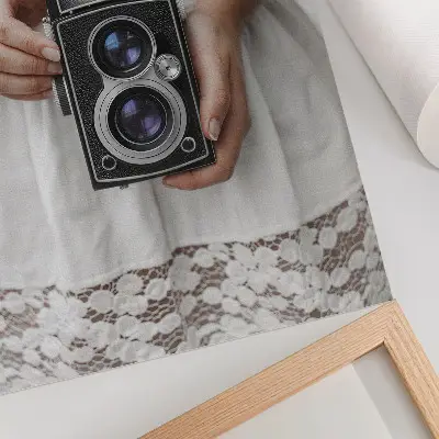 Lace dress delicate nostalgic camera print