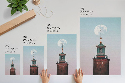 Poster Tower moon background pastel calm