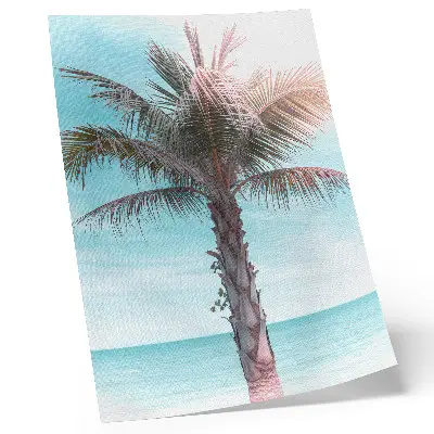 Art print palm tree over the azure sea with a velvet sky tropical aesthetic