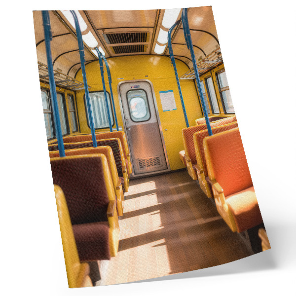 Decorative poster Yellow carriage interior with orange seats