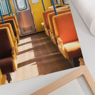 Decorative poster Yellow carriage interior with orange seats