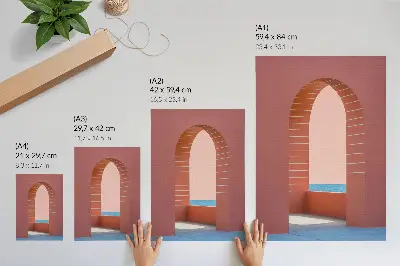 Art print pastel arches in a minimalist architectural sea style