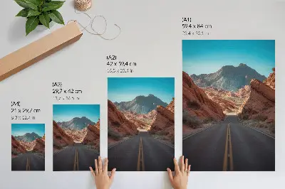 Art print road through the Rocky Mountains under a blue sky