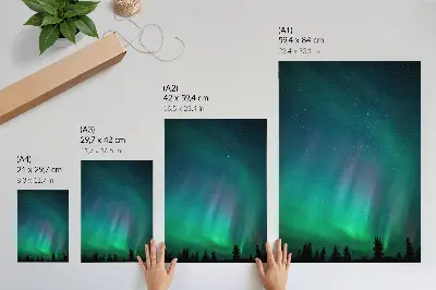 Premium wall art aurora borealis featuring a turquoise sky and twinkling stars