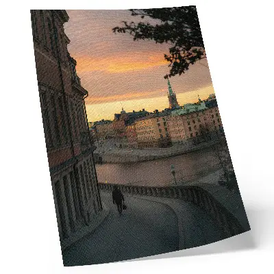 Art print historic buildings at evening with a peaceful atmosphere