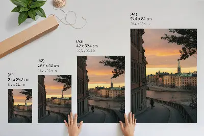 Art print historic buildings at evening with a peaceful atmosphere